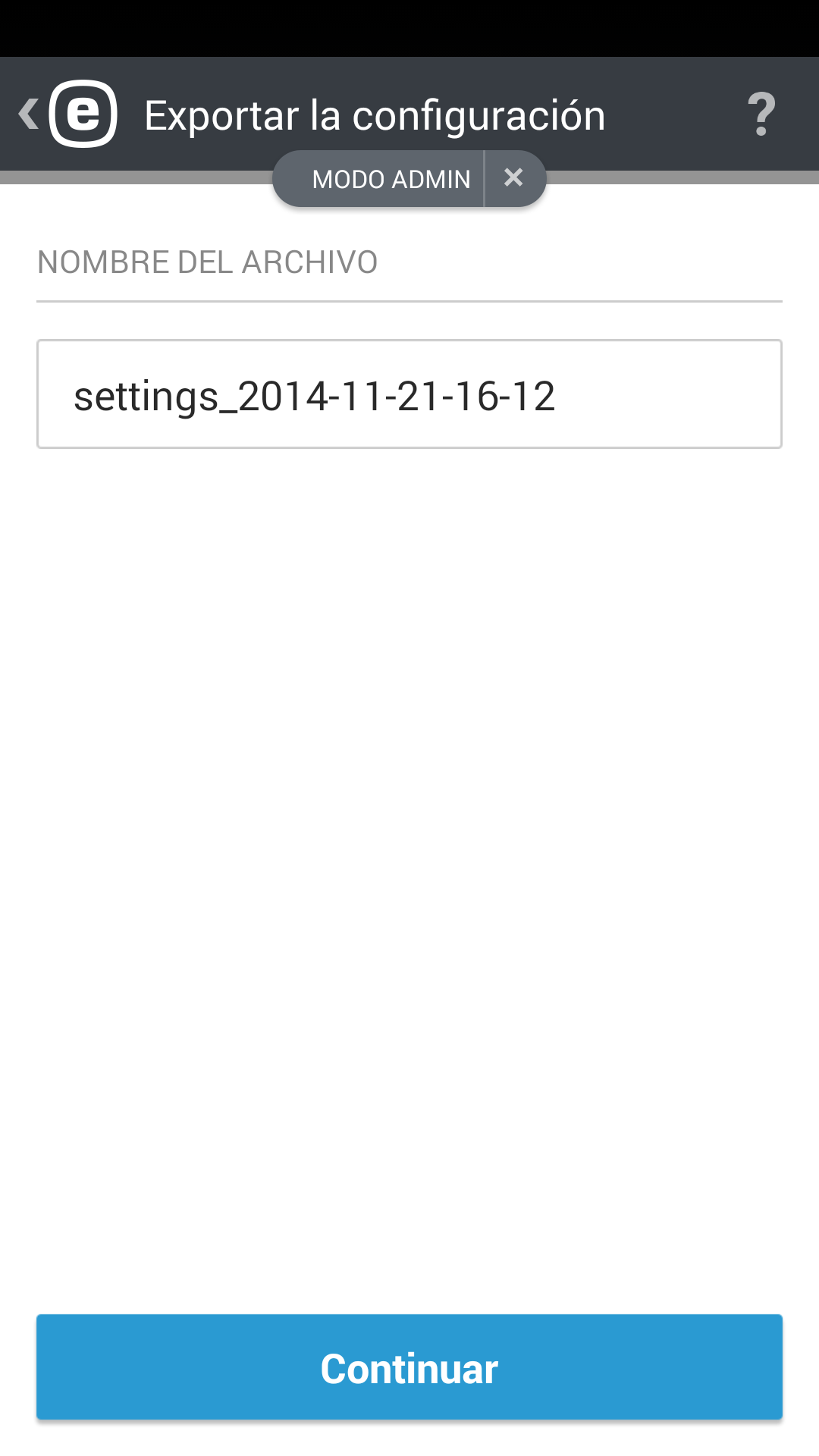 Exportar las configuraciones
