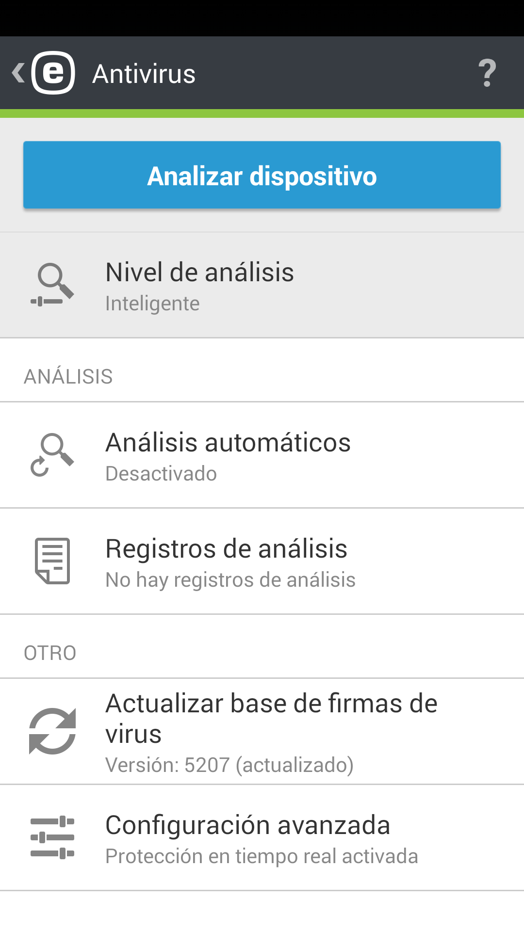 Opciones de antivirus Opciones de antivirus