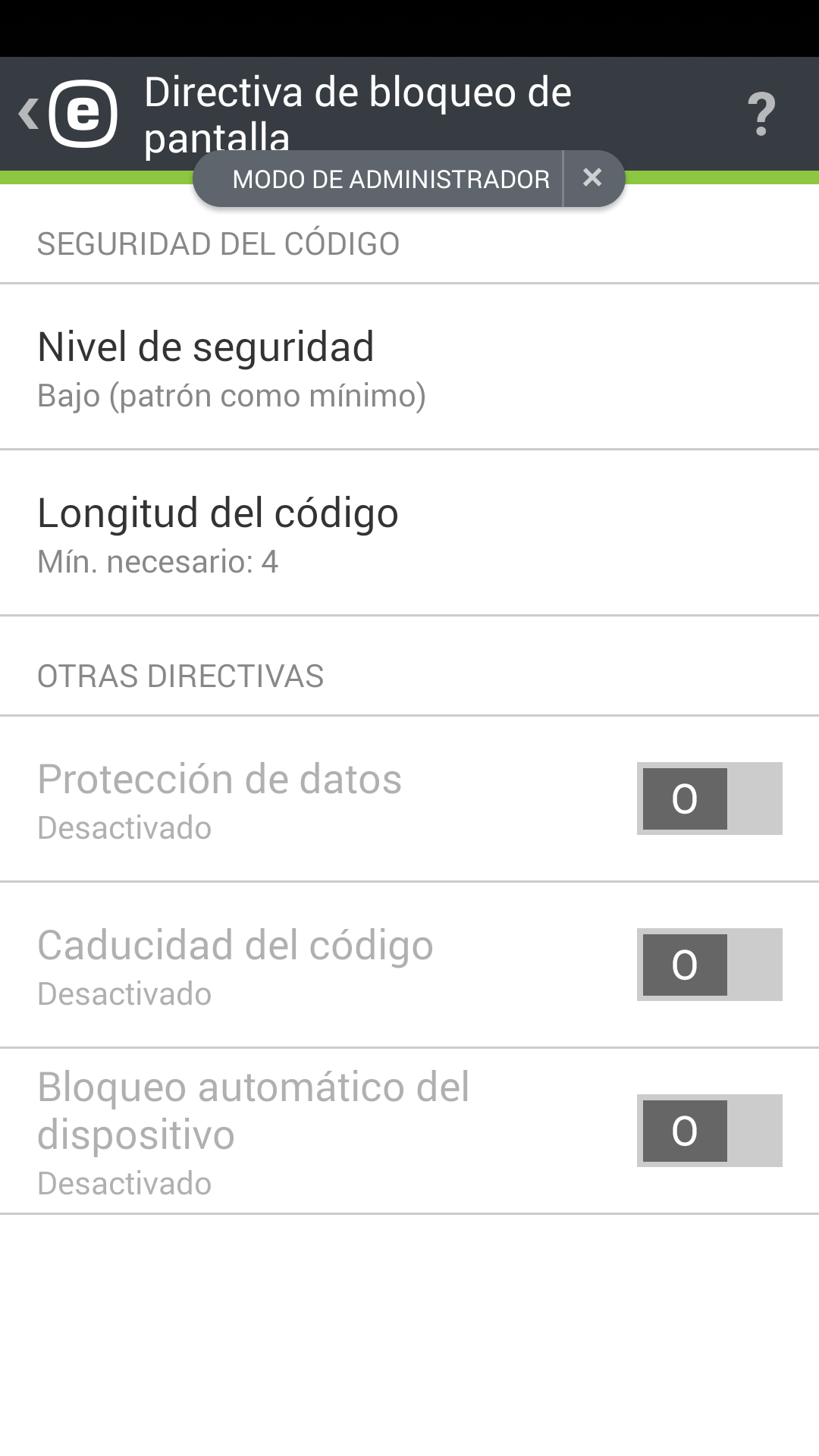 Política de bloqueo de pantalla Política de bloqueo de pantalla