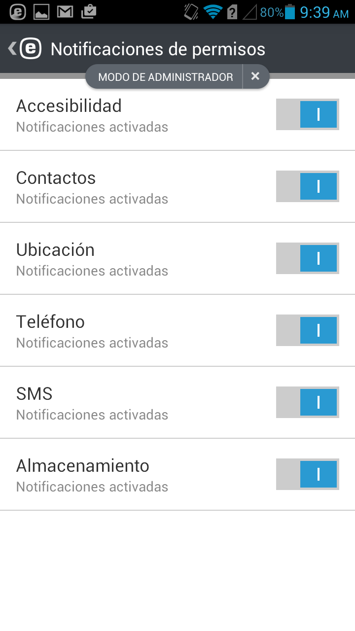 Permisos de notificación Permisos de notificación