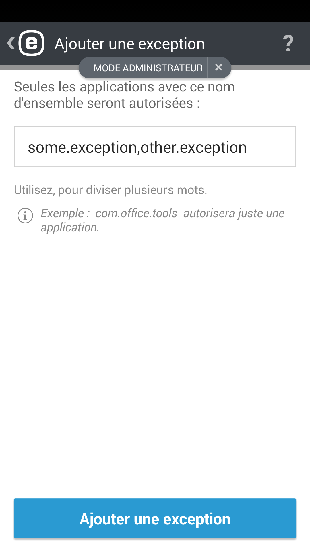 Ajouter une exception Ajouter une exception
