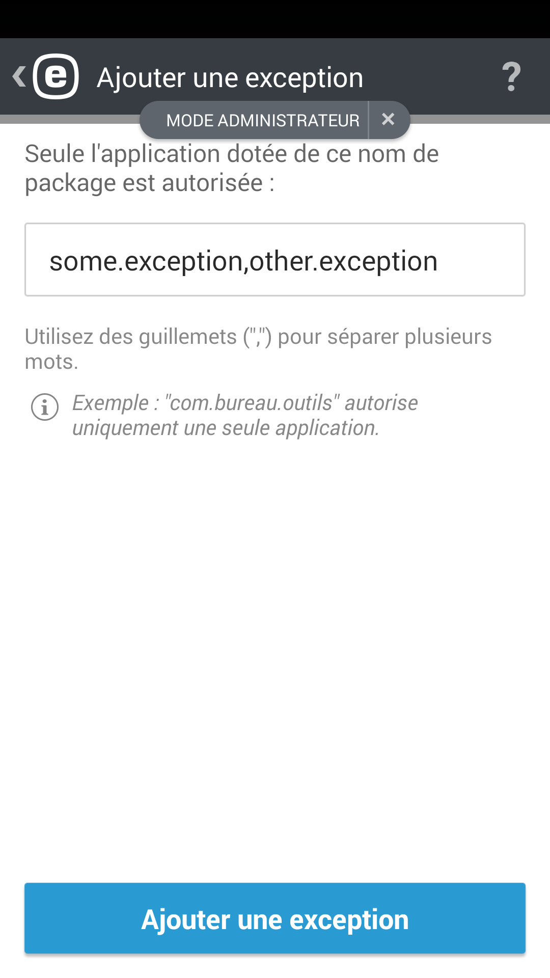 Ajouter une exception