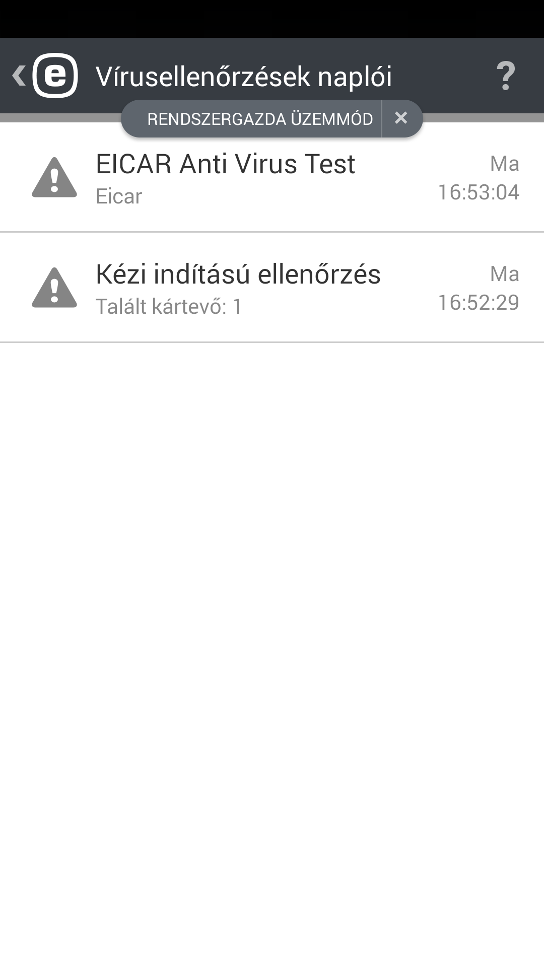 Vírusellenőrzések naplói