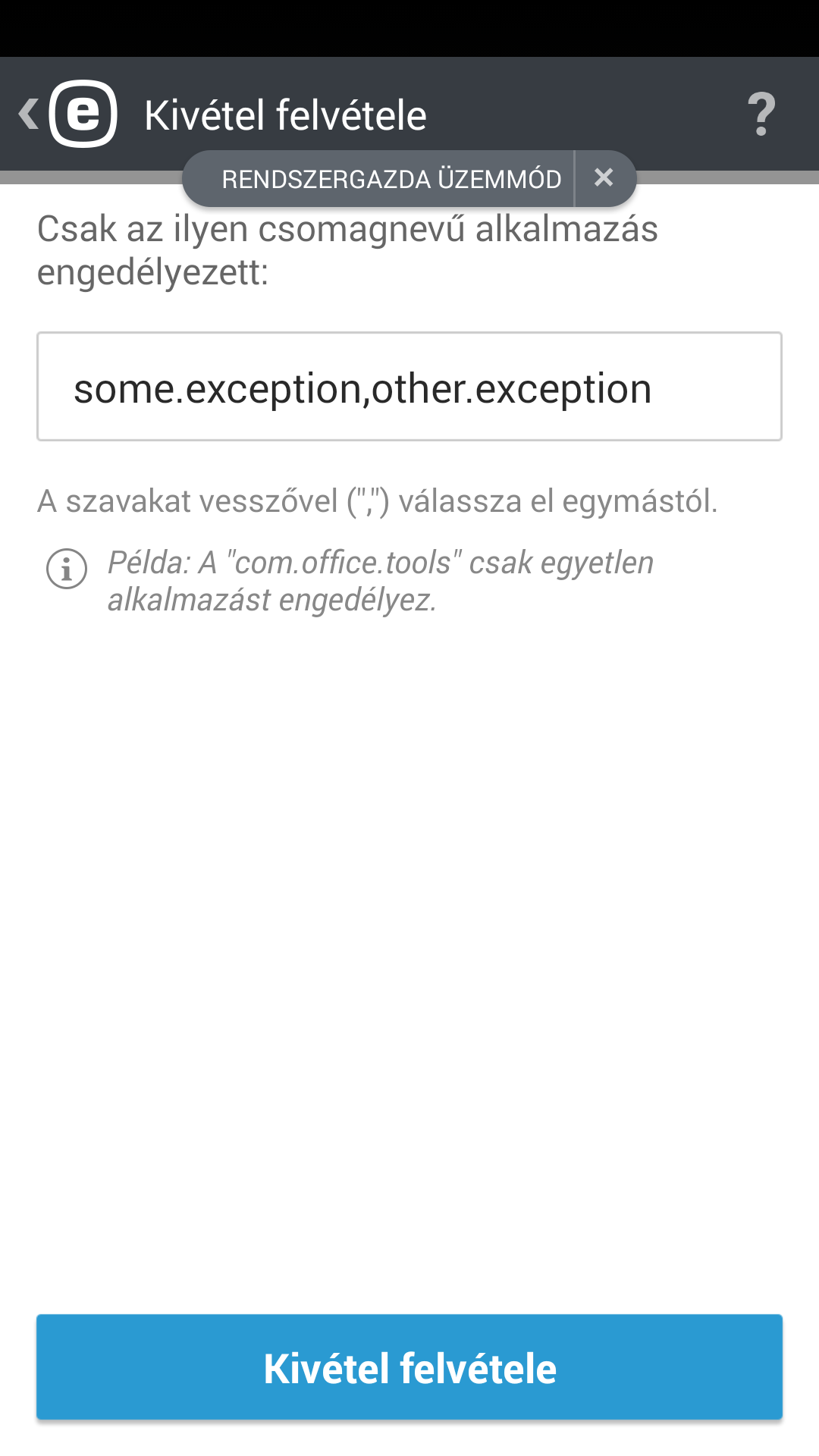 Kivétel felvétele