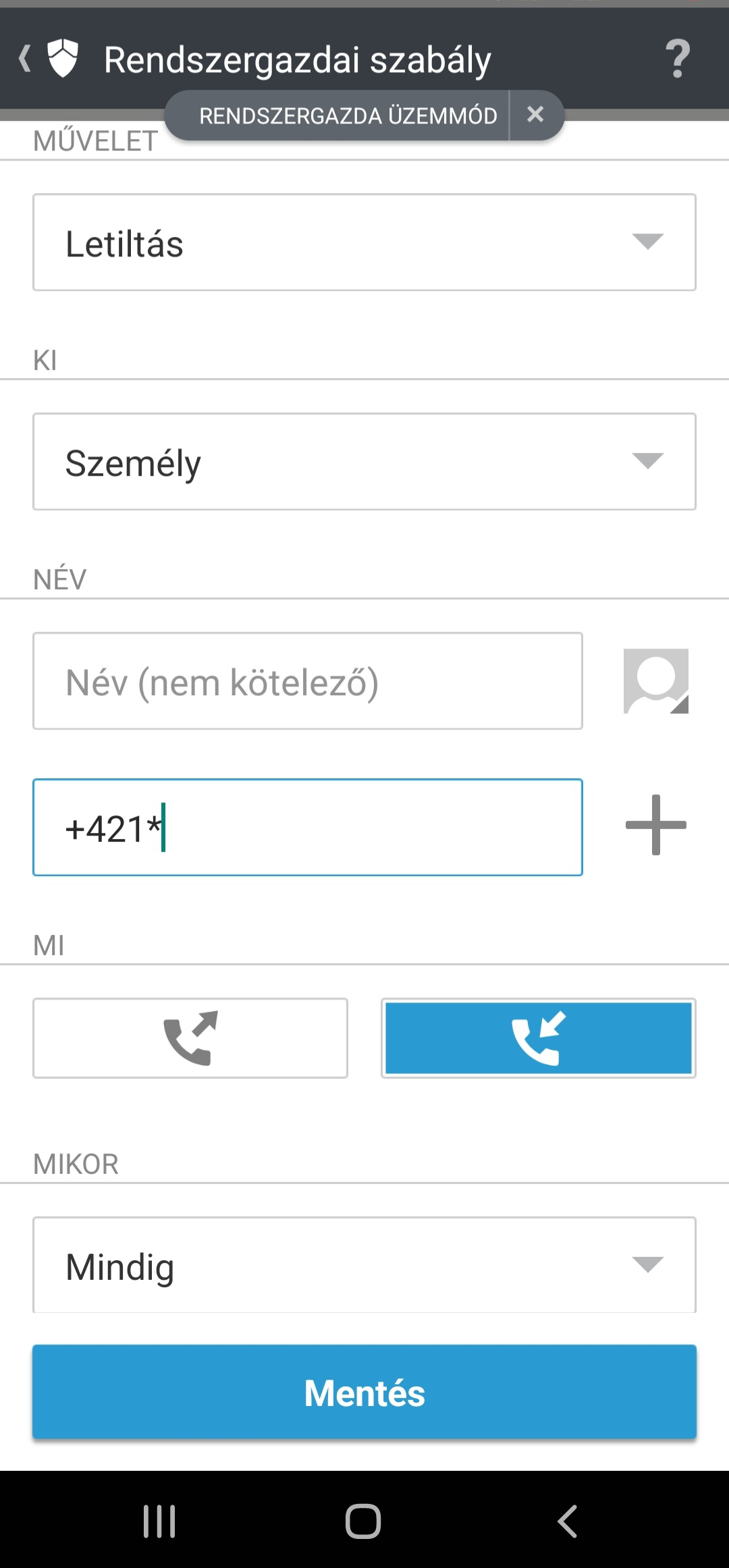 Felhasználói szabályok Felhasználói szabályok