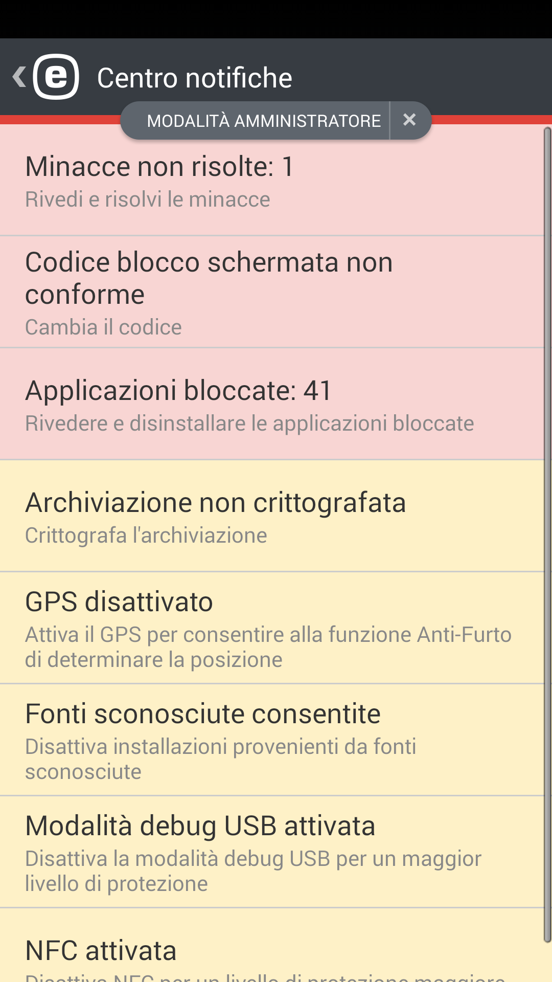 Criterio impostazioni dispositivo