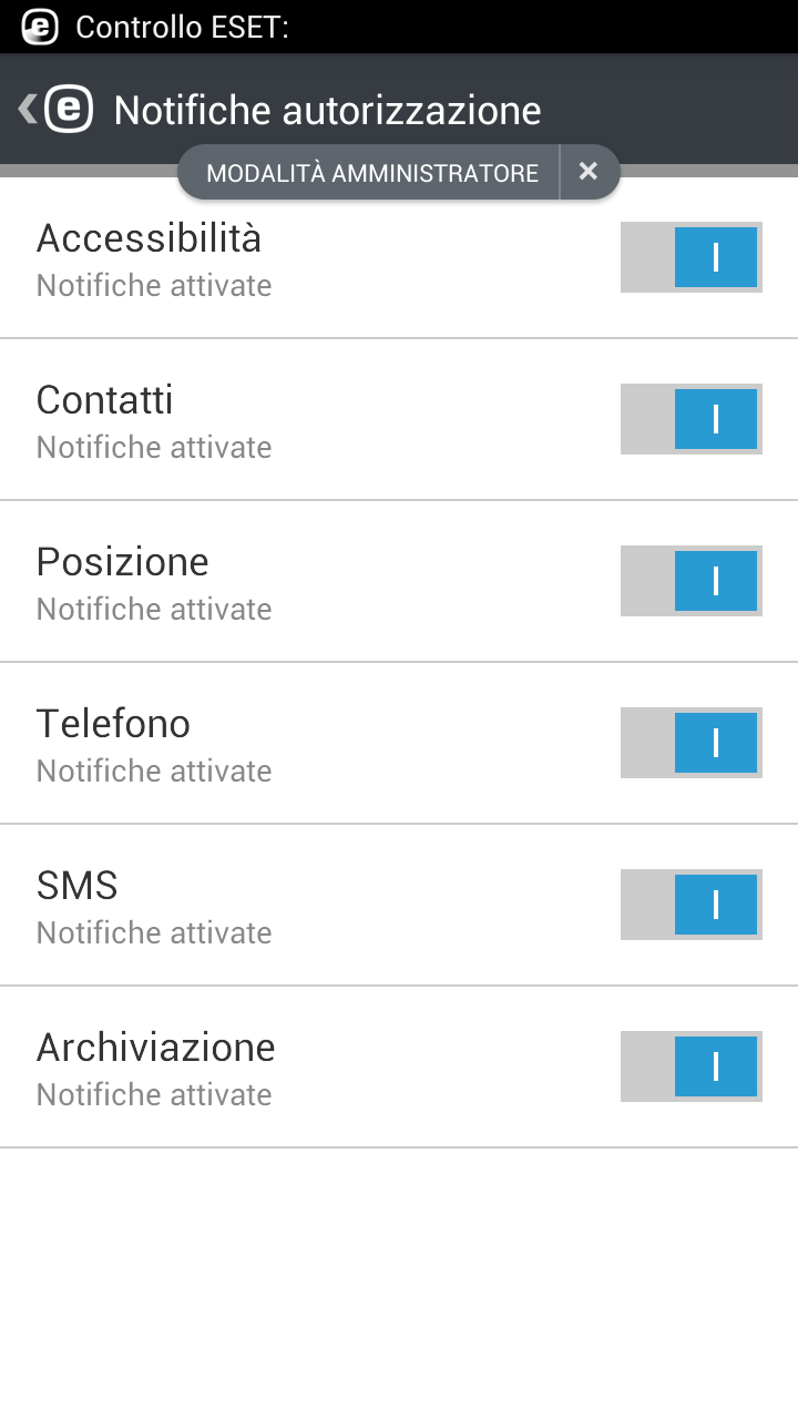 Autorizzazioni relative alle notifiche