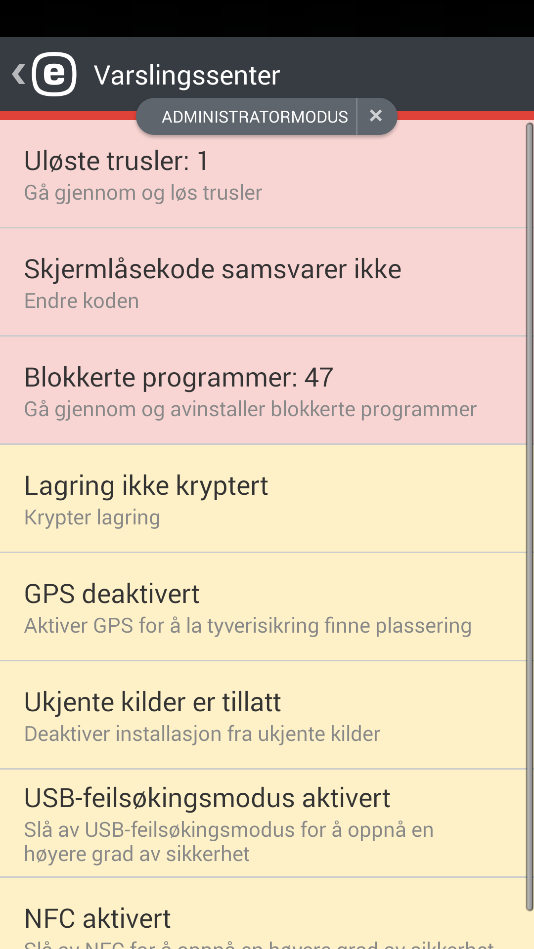 Retningslinjer for enhetsinnstillinger Retningslinjer for enhetsinnstillinger