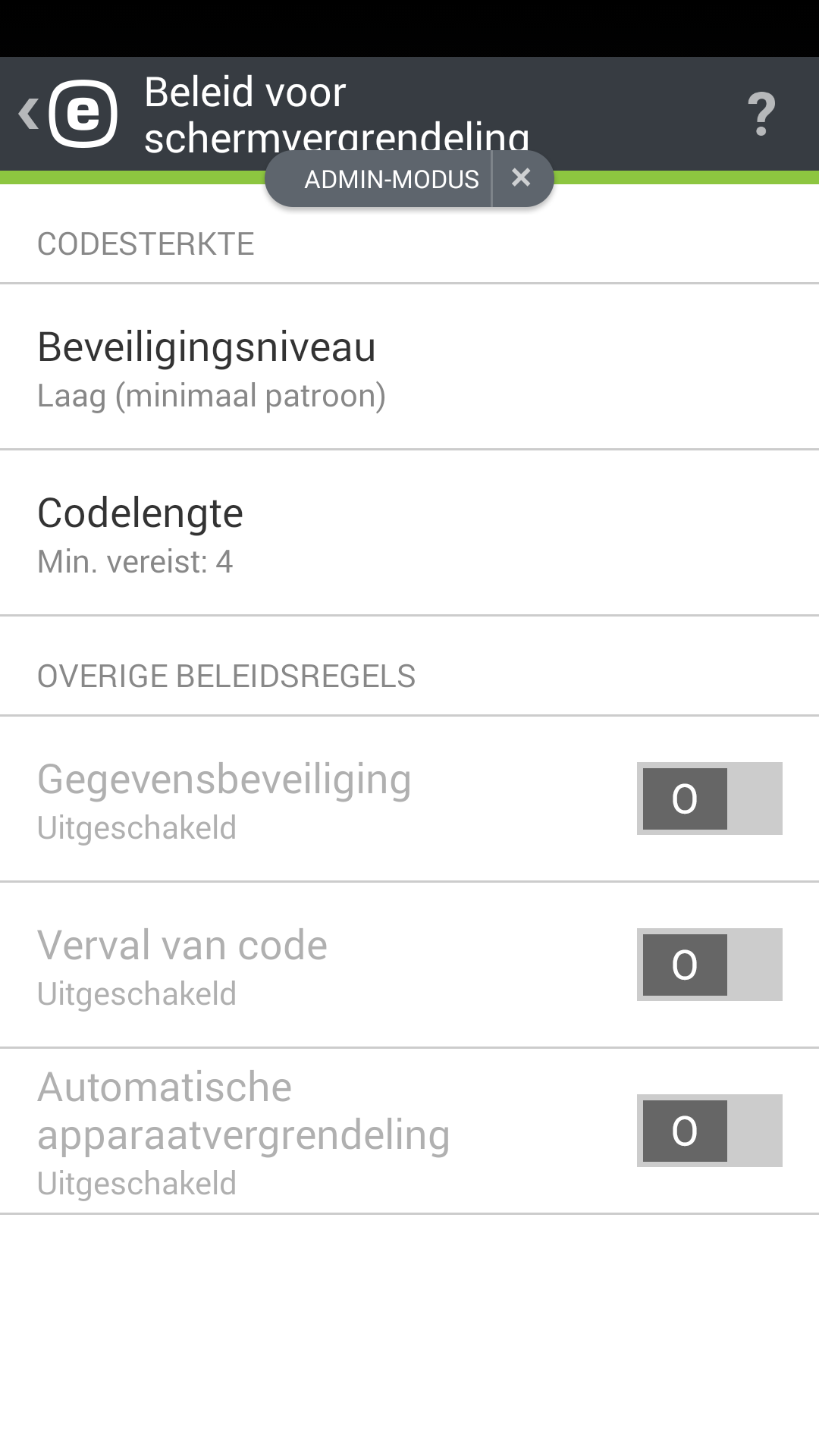 Beleid voor schermvergrendeling