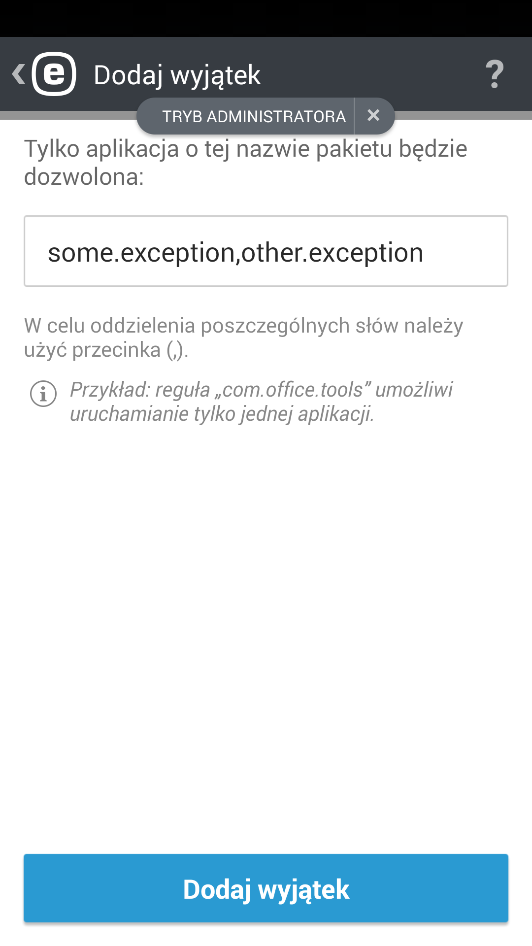 Dodaj wyjątek