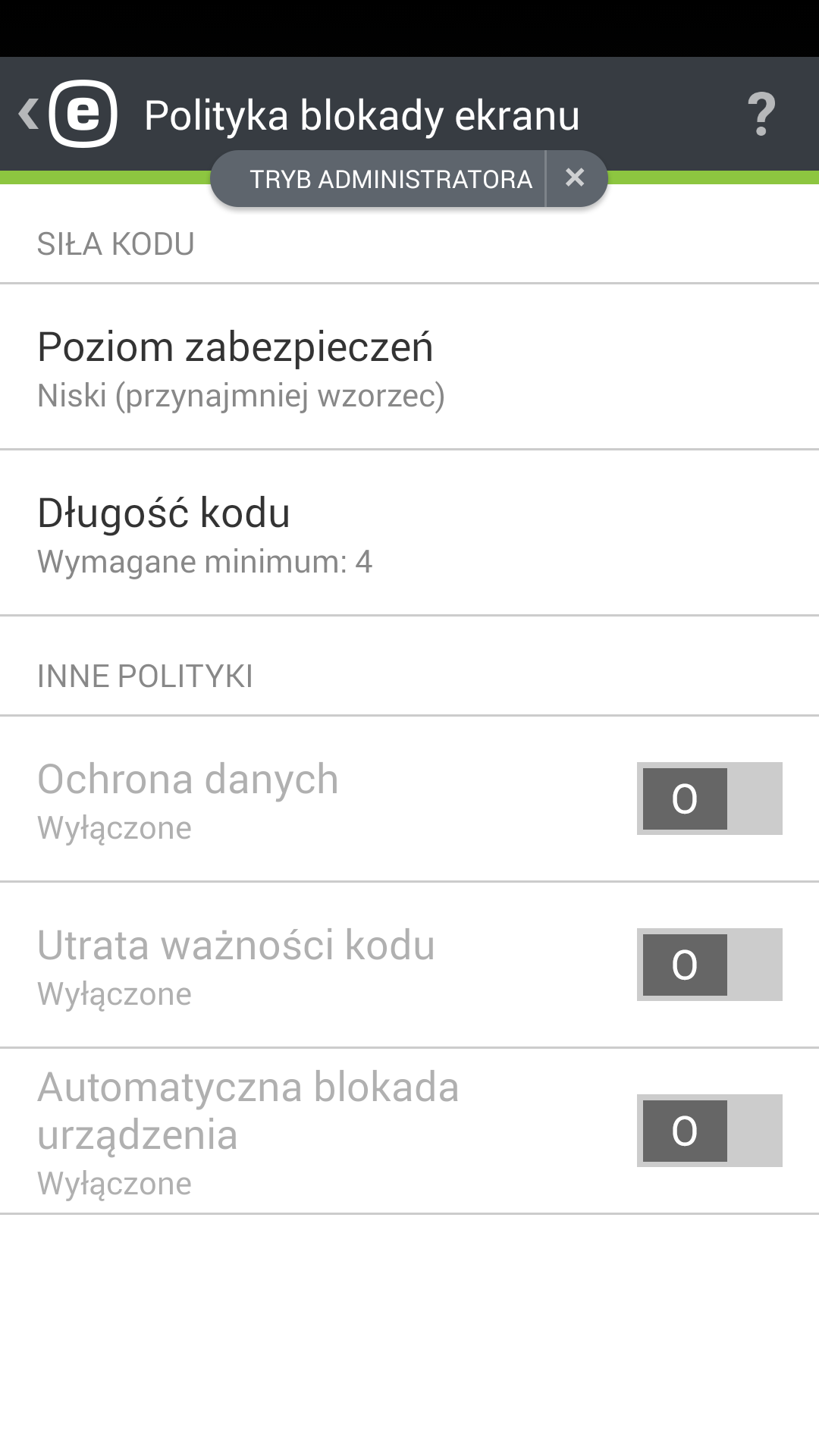 Reguła blokady ekranu