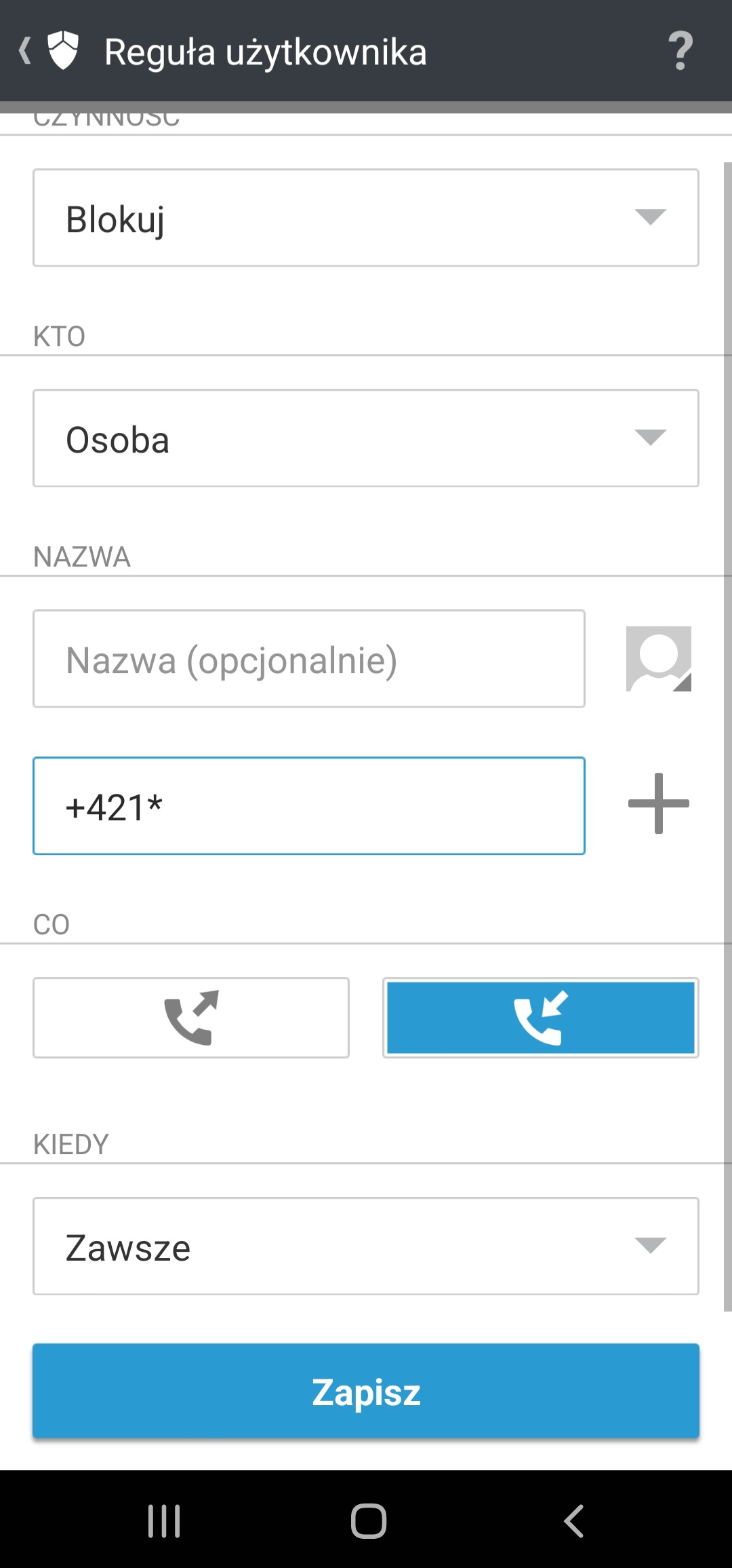 Reguły użytkownika Reguły użytkownika