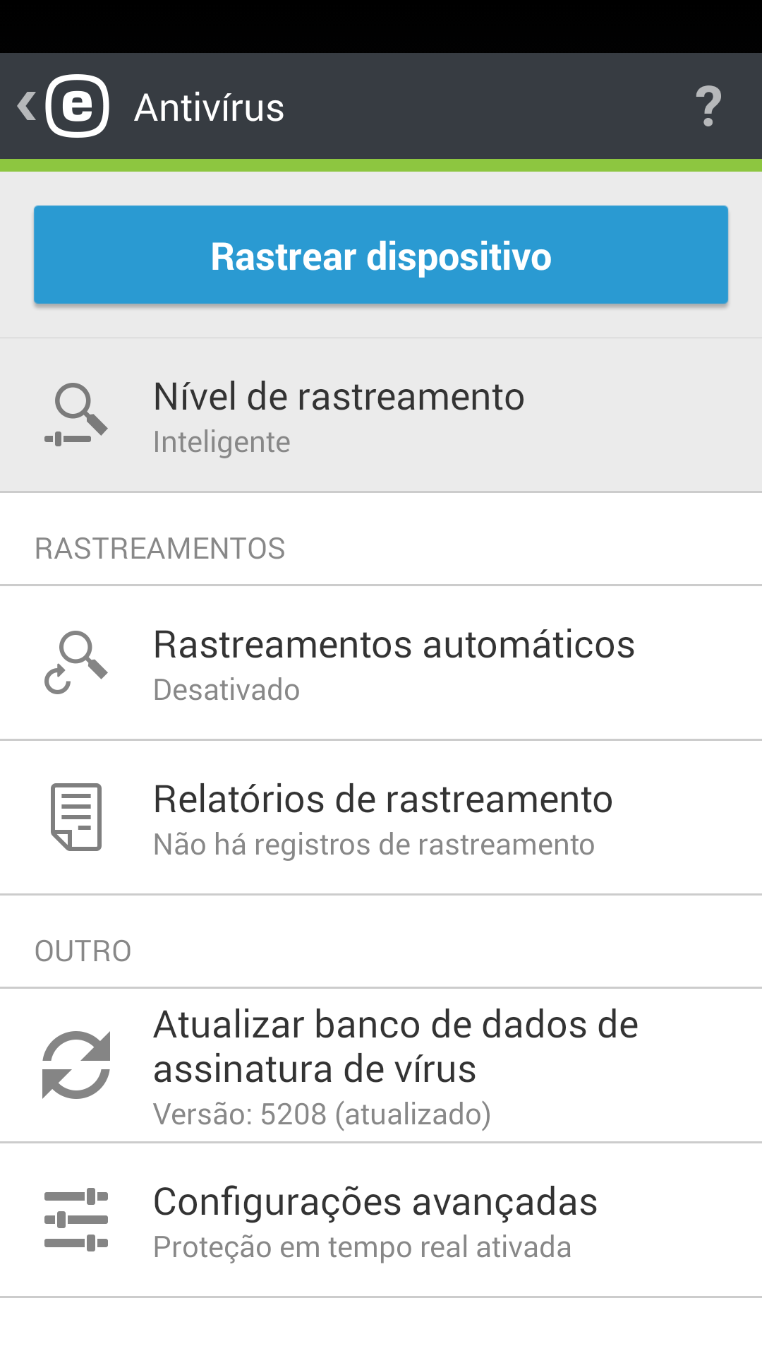 Opções de antivírus