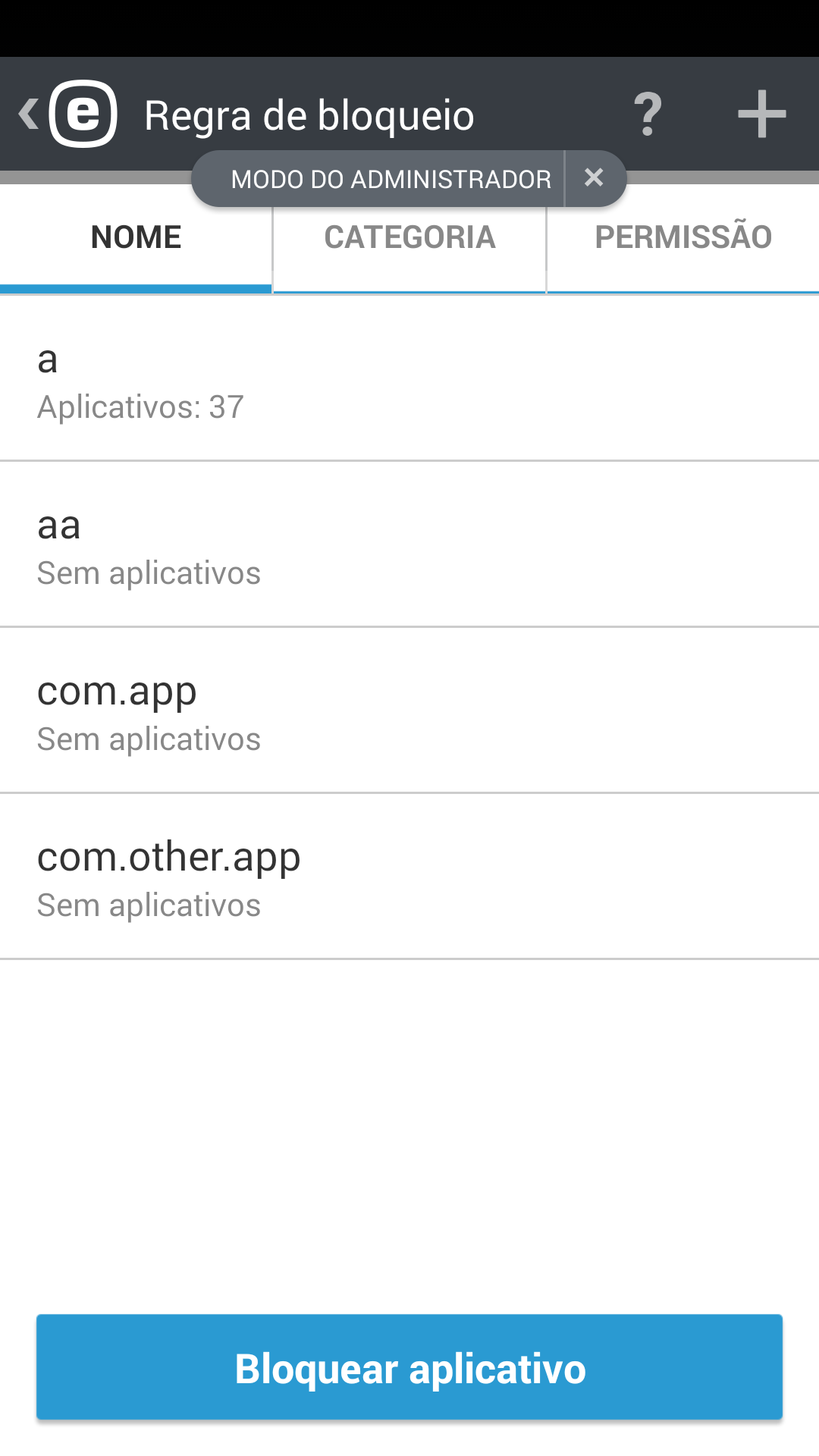 Regra de bloqueio Regra de bloqueio