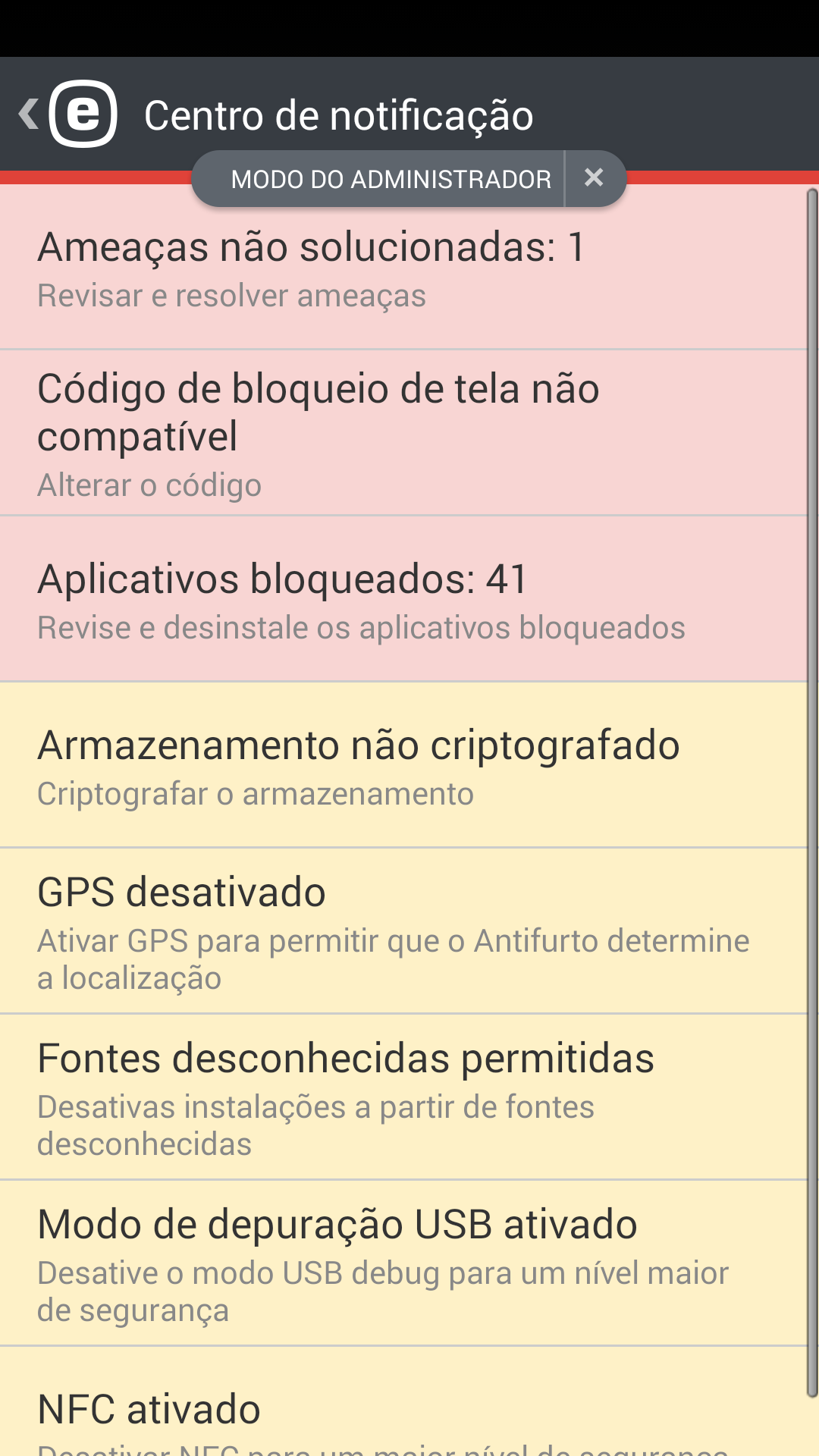 Política de configurações de dispositivo