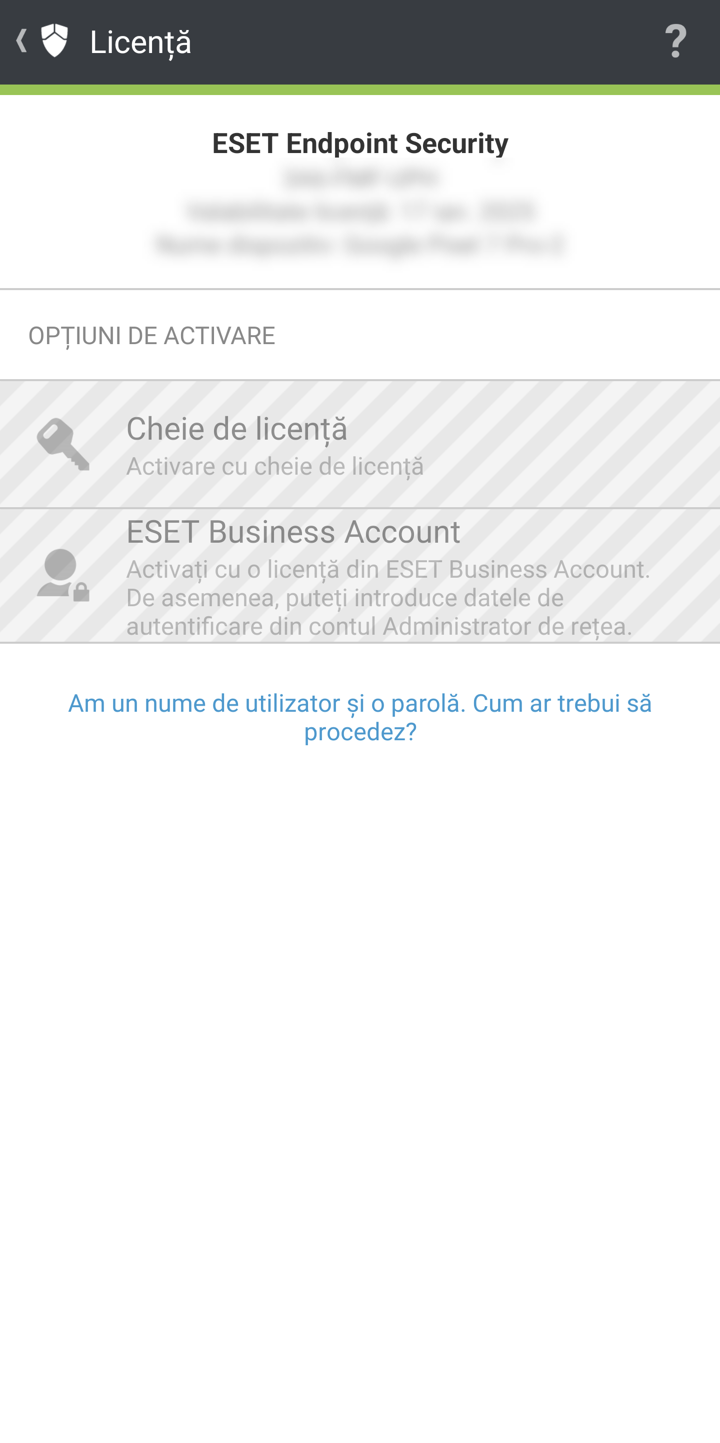 Ecran de activare