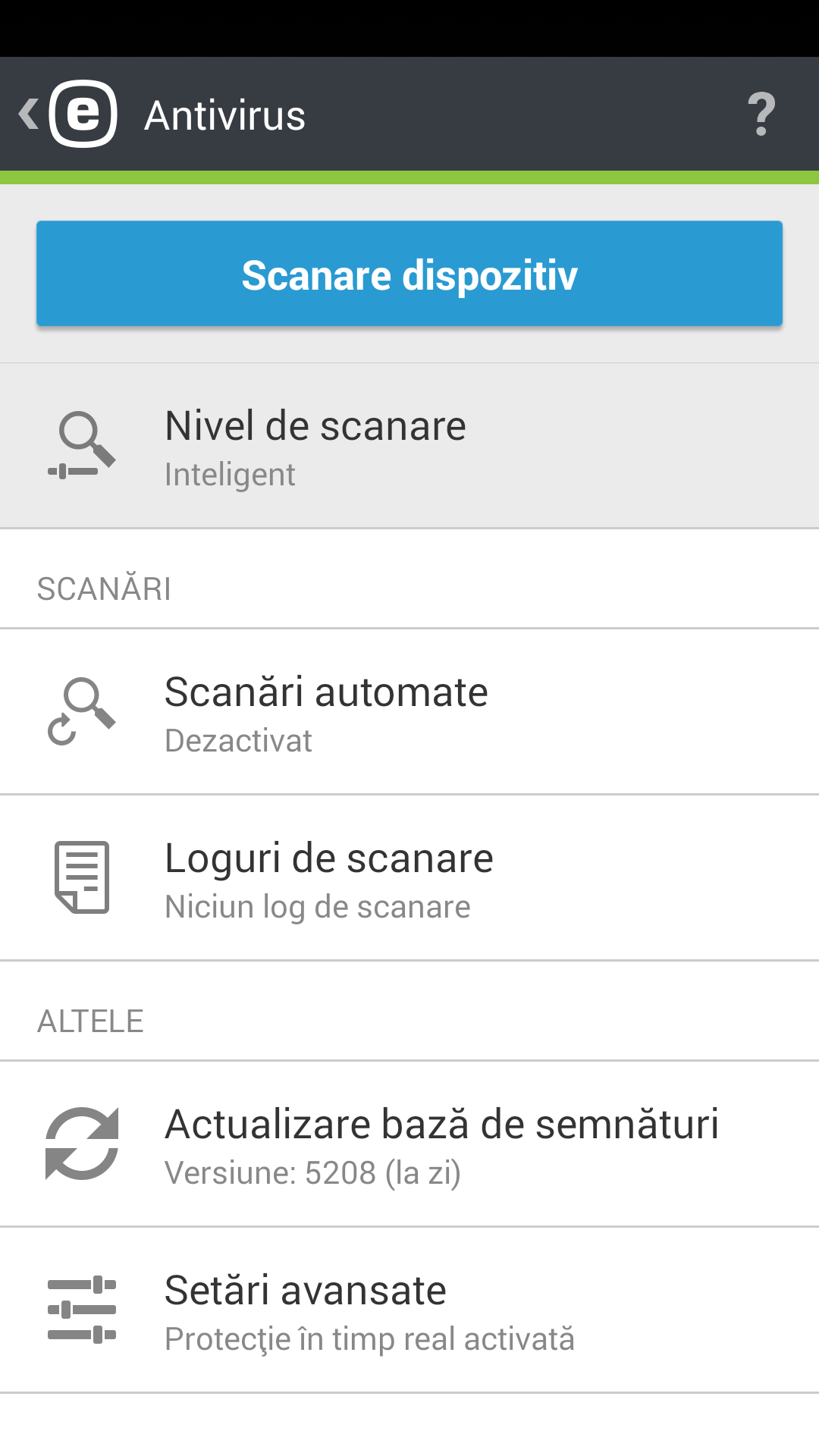 Opțiuni de antivirus