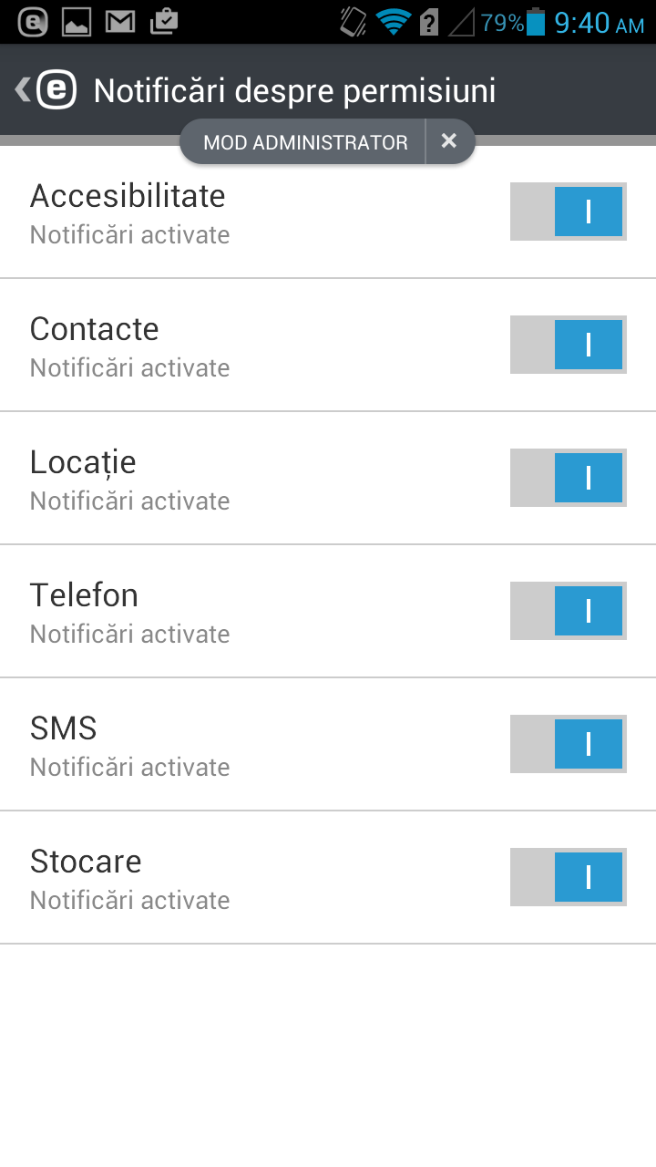 Permisiuni pentru notificare