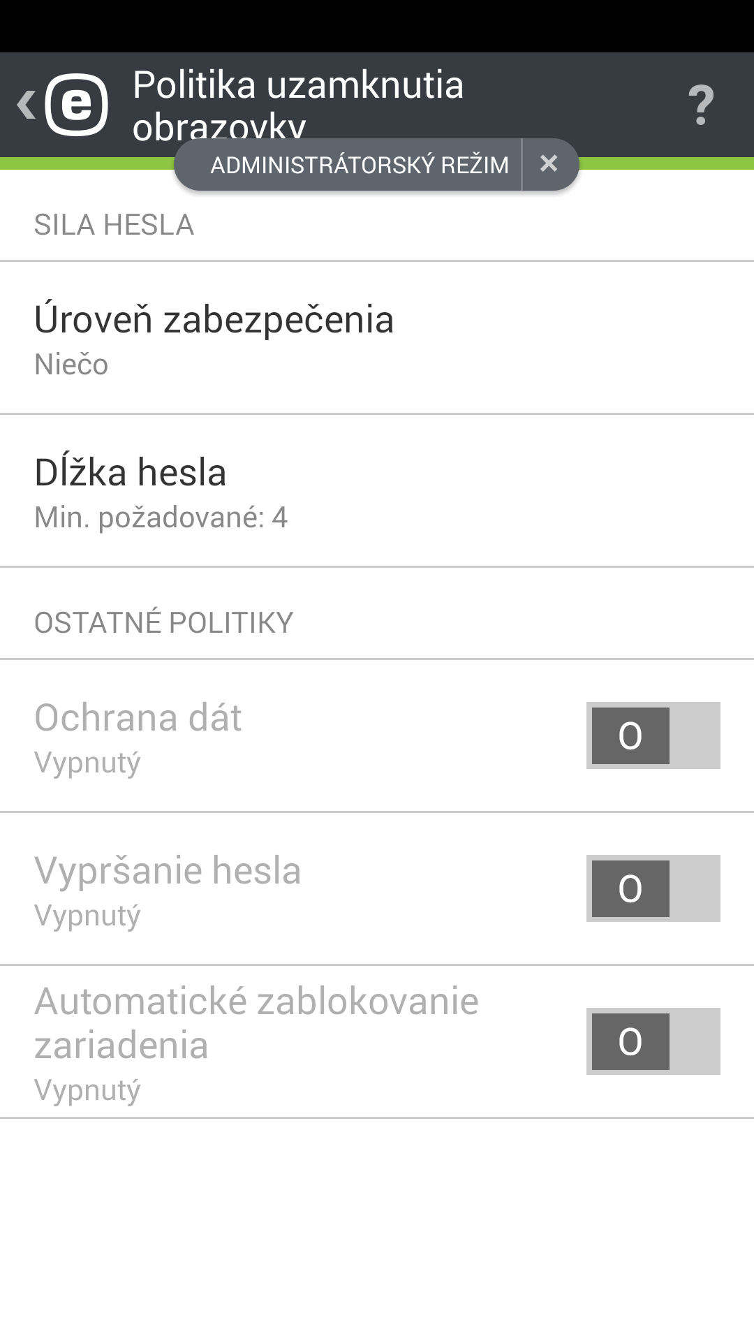 Politika uzamknutia obrazovky Politika uzamknutia obrazovky