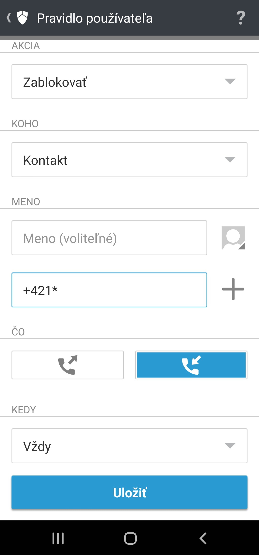 Pravidlá používateľa Pravidlá používateľa