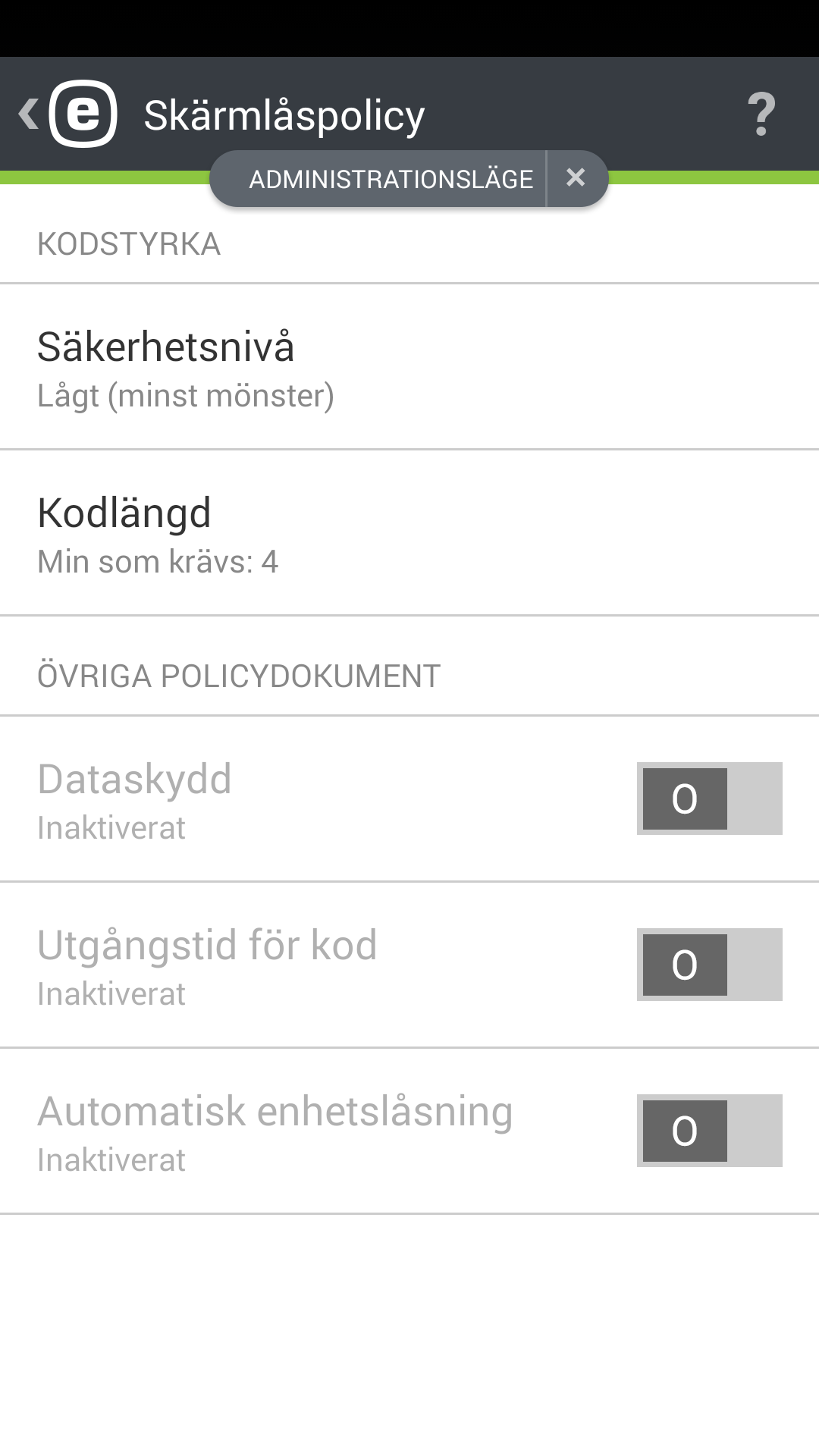 Skärmlåspolicy