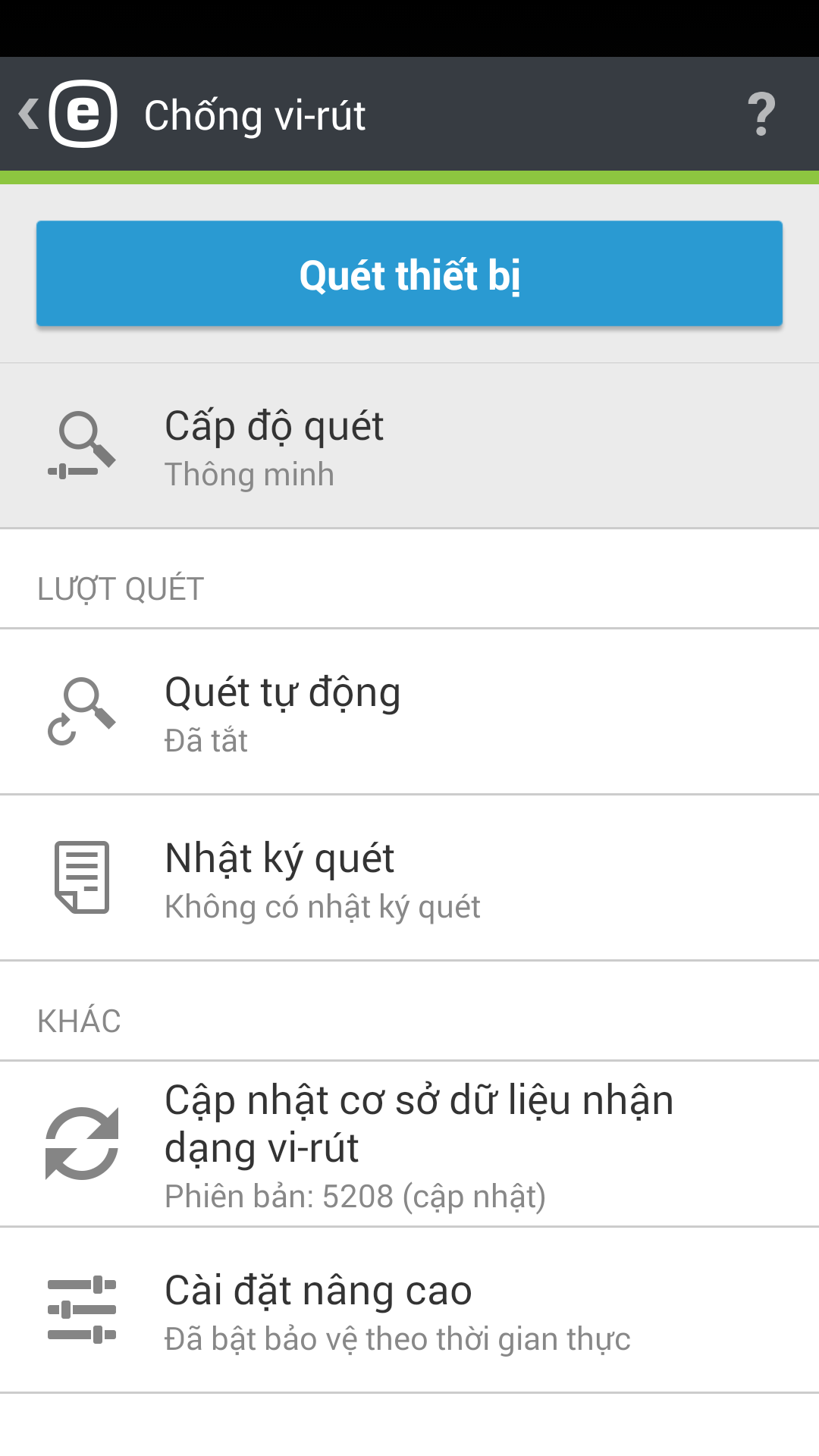 Tùy chọn chống vi rút Tùy chọn chống vi rút