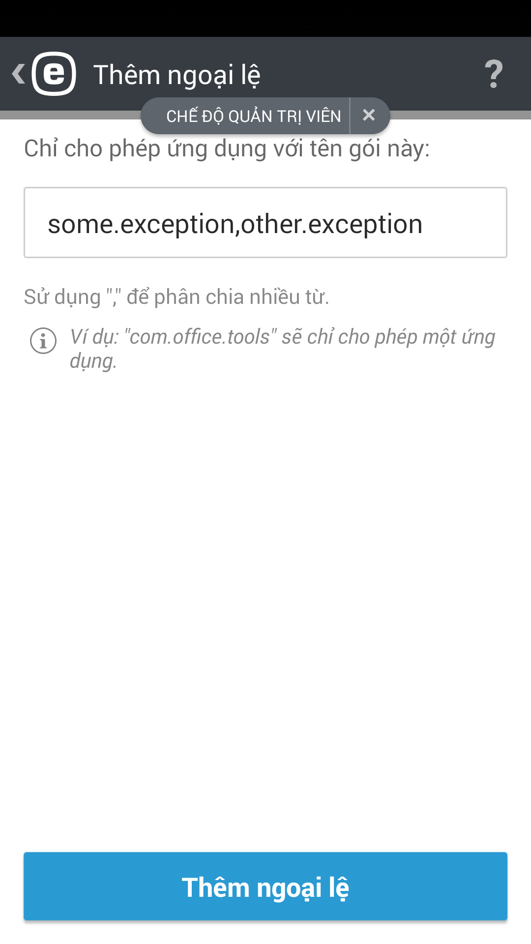 Thêm ngoại lệ