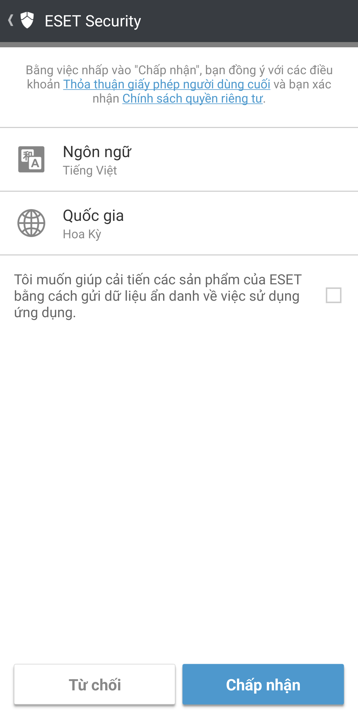 Lựa chọn ngôn ngữ và quốc gia Lựa chọn ngôn ngữ và quốc gia
