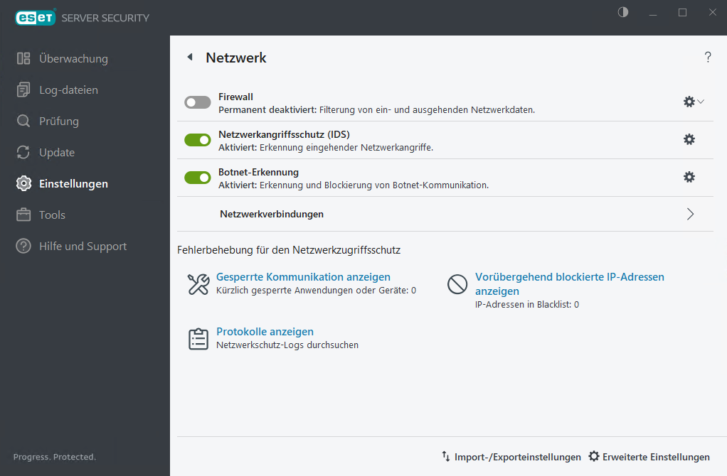 ESET Server Security Netzwerk