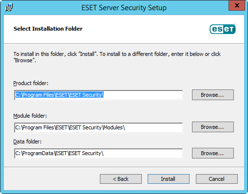 Select installation folder Select installation folder