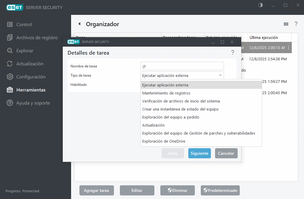 Agregar nueva tarea programada