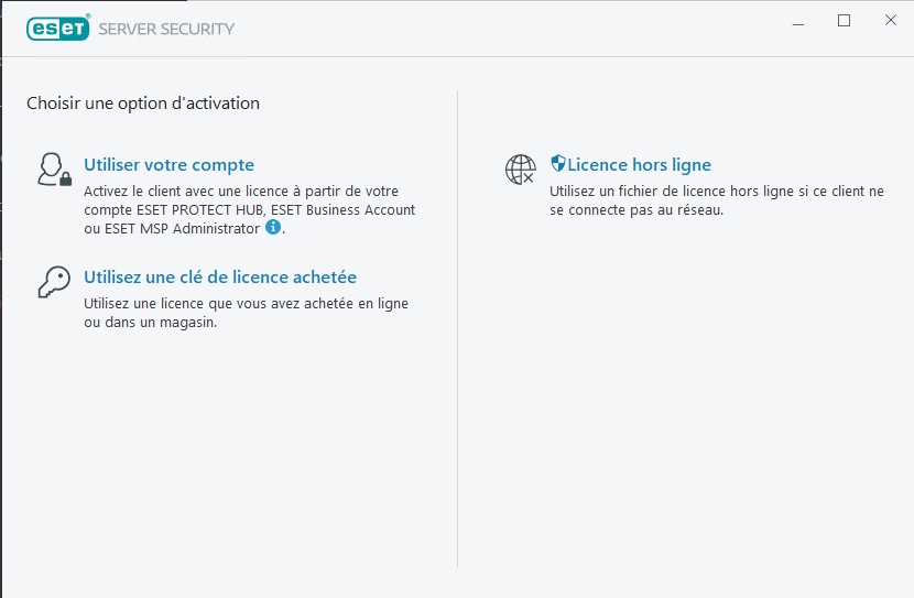 Activation d'ESET Server Security