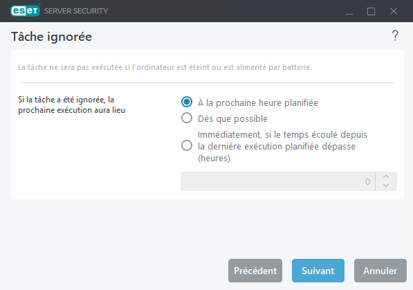 Planificateur&nbsp;: ignorer une tâche