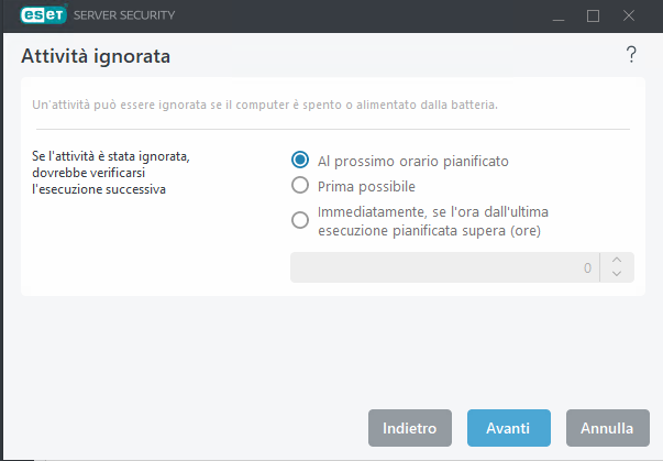Mancata esecuzione dell’attività della pianificazione attività Mancata esecuzione dell’attività della pianificazione attività