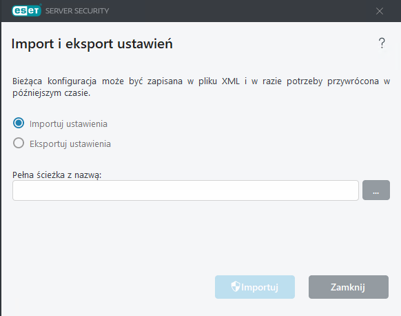 ESET Server Security Import i eksport ustawień ESET Server Security Import i eksport ustawień