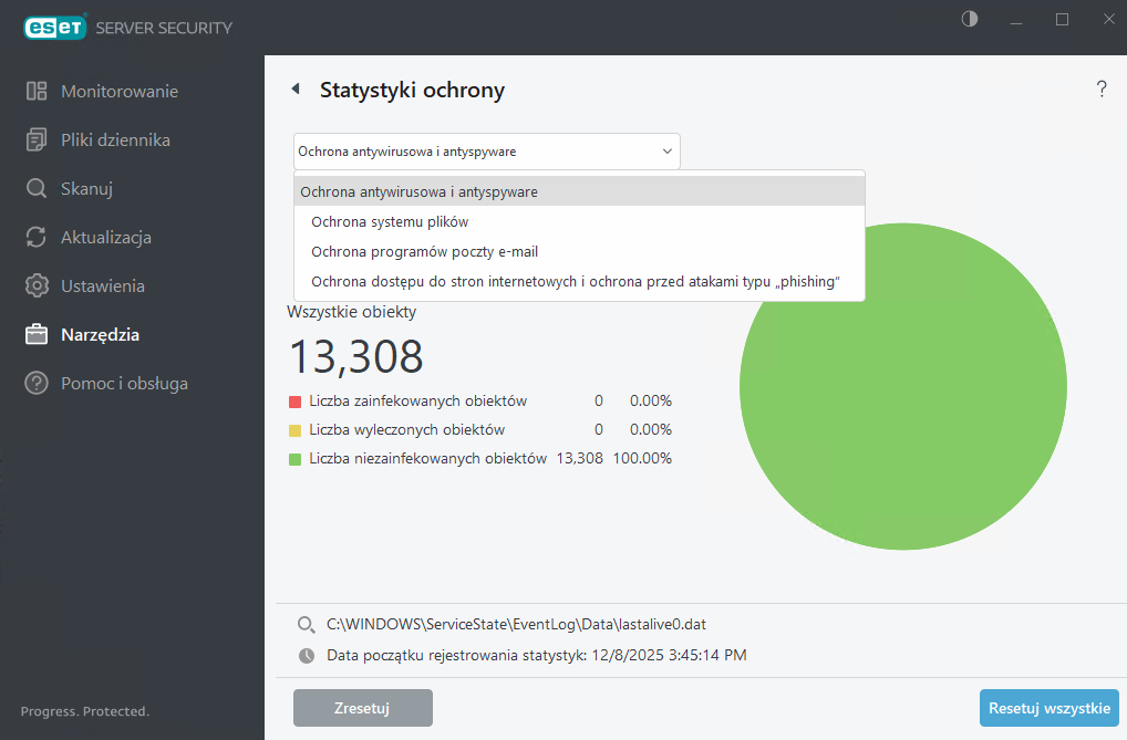 ESET Server Security Statystyki ochrony