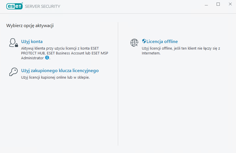 Aktywacja usługi ESET Server Security Aktywacja usługi ESET Server Security