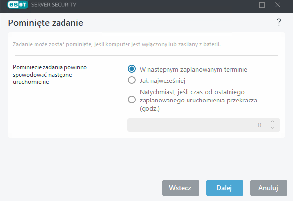 Pominięte zadanie harmonogramu