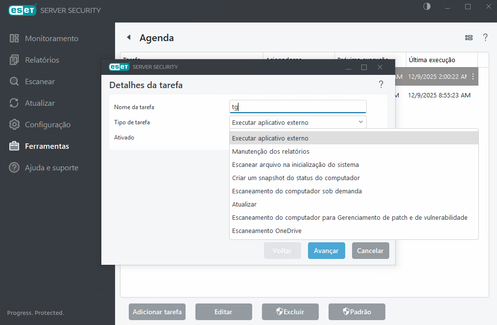 Agenda para adicionar nova tarefa