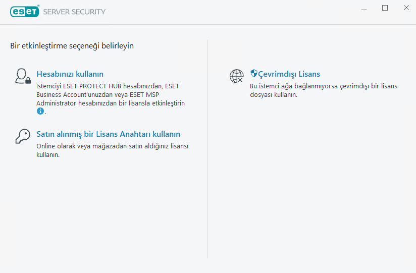 ESET Server Security'i etkinleştirin
