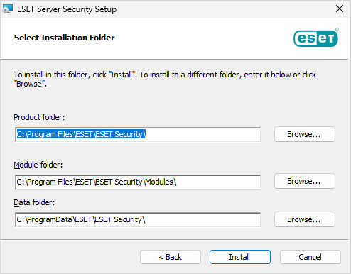 Select installation folder