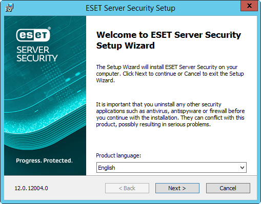 Assistente de instalação do ESET Server Security