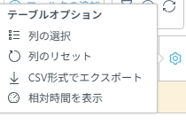 テーブルオプション