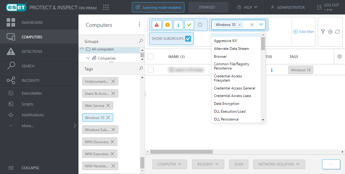 Filtering by tag
