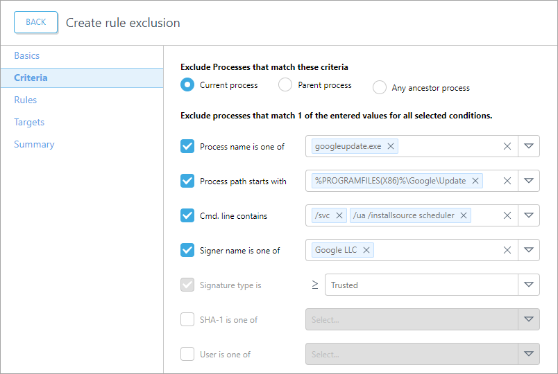 Create a rule exclusion.