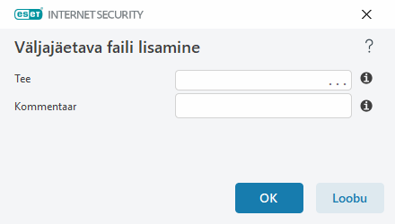 Väljajäetava faili lisamine