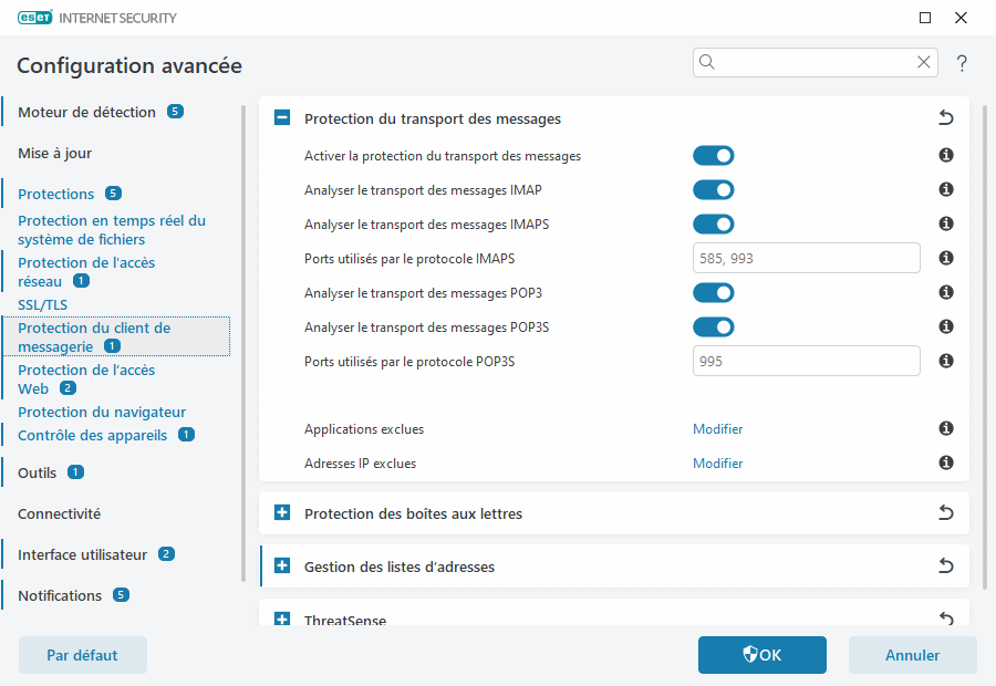 Protection du transport des messages