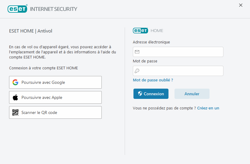 Connexion à ESET HOME