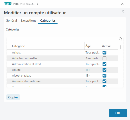 Modifier un compte utilisateur