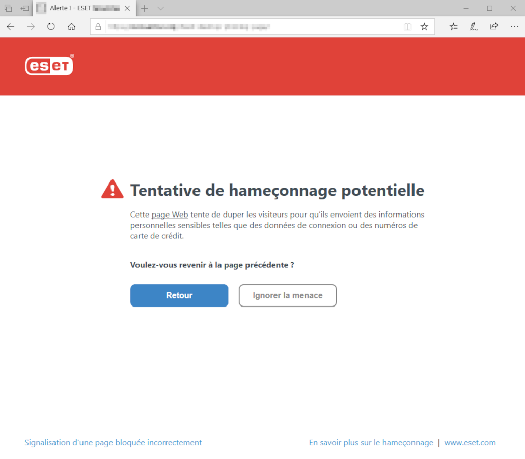 Tentative de hameçonnage potentielle